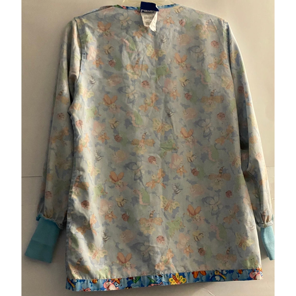 Woman’s Long Sleeve Ribbed Cuff ScrubTop Blue Insect ladybug bumblebee By Landau - Picture 10 of 10